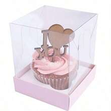 QUE BONITO. Caja para cupcakes individual medidas externas 8x8x10cm cajas individuales para magdalenas paquete de 10 piezas. 10 Royal Cake Box ROSA PASTEL - Multicolor - Ver 5