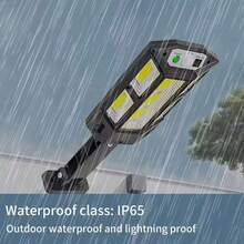 1 pieza Luces solares de calle, Luz solar de pared COB de 59 con control remoto, resistente al agua, con sensor de movimiento, para iluminación de áreas y patios, luces solares de ángulo amplio, para iluminación eficiente de energía al aire libre, lámpara de de jardín, calle y patio