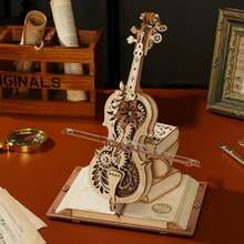 ROKR Magic Cello Series Mechanical Music Box 3D Wooden Jigsaw Puzzle with Automatic Playing Mechanism, 199 pieces, perfect for adult and teen desktop decorations, birthdays, and holiday gifts. Available in two sizes: AMK63 and AMK63M - AMK63 - Übersicht 4