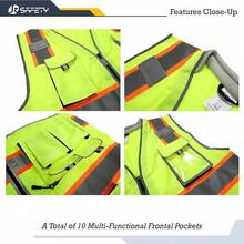 10 Pockets Class 2 Hi-Vis Zipper Front  Vest | Cushioned Collar | High Reflective Tapes With Extended Neon Orange Strips | Meets ANSI/ISEA Standards (3X-Large, 89-Yellow),24200184 - 黃色 - 查看 2