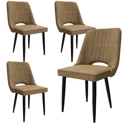 Zestaw 4 krzeseł do jadalni, krzesła do jadalni z tkaniny z wysokim oparciem, nowoczesne krzesła kuchenne z metalowymi nogami, tapicerowane krzesła do stołu jadalnego