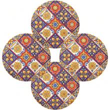 Mexican Talavera Round Placemats Set Of 4 7.87 Inch Heat Resistant Non-Slip Place Mats Washable Decorative Table Mats For Kitchen Dining Table Holiday Party - 彩色 - 查看 6