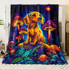 Super Soft Cute Dachshund Prints Flannel Printed 3D Blanket, As Birthday Gifts, Family, Wedding, Souvenir Blankets, Polyester Blankets Suitable For All Seasons, Washable, Machine Washable, Lightweight, Breathable, Comfortable, Warm, Unique, 280gsm For Him, Her Personalized Ideal Gifts For Her, Him, Family, Boyfriend, Girlfriend, Father, Family, Mother, Lover, Daughter, Son, Grandfather, Grandmother, Friend, Classmate, Pet.   Perfect Nap, Camping, Travel, Home, Daily Life, Office Decoration, Birthday, Anniversary, Valentine's Day, Thanksgiving, Christmas, Halloween, Mother's Day, Father's Day, Wedding, New Year Gifts ,Sofa,Bed,Car,Bedroom,Living Room,Office,  Outdoor Camping, Beach,Wall Decoration - 多色19 - 查看 3