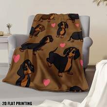 Super Soft Cute Dachshund Prints Flannel Printed 3D Blanket, As Birthday Gifts, Family, Wedding, Souvenir Blankets, Polyester Blankets Suitable For All Seasons, Washable, Machine Washable, Lightweight, Breathable, Comfortable, Warm, Unique, 280gsm For Him, Her Personalized Ideal Gifts For Her, Him, Family, Boyfriend, Girlfriend, Father, Family, Mother, Lover, Daughter, Son, Grandfather, Grandmother, Friend, Classmate, Pet.   Perfect Nap, Camping, Travel, Home, Daily Life, Office Decoration, Birthday, Anniversary, Valentine's Day, Thanksgiving, Christmas, Halloween, Mother's Day, Father's Day, Wedding, New Year Gifts ,Sofa,Bed,Car,Bedroom,Living Room,Office,  Outdoor Camping, Beach,Wall Decoration - 多色36 - 查看 4