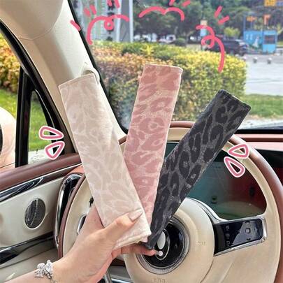 2 capas para cinto de de carro com estampa de leopardo, estampa de leopardo moderna, ombreiras luxuosas para carro, para mulheres
