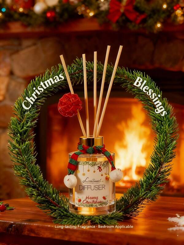 [Gratis Diffusor-Stäbchen] 1 Stück 120ml flammenloser Aromatherapie Weihnachts-Diffusor, Weihnachts-Aromatherapie, Weihnachts-Duftanhänger, flammenlos und alkoholfrei, Aromatherapie Duft-Raumspray für Zuhause, Wohnzimmer, Geschenke, Parfüm, Schlafzimmer Dekoration, Geschenke für Frauen, Auto-Lufterfrischer (Geschenksets für Frauen Diffusor Parfüm)