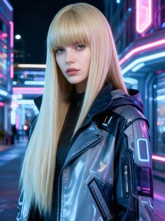 26 Inch Long Straight Blonde Pink Wig With Bangs Synthetic Heat-Resistant Straight Wig Suitable For Daily Party Cosplay Use, Natural And Realistic Hairpiece.