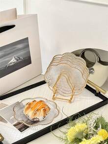 1/2/4/6pcs Food Trays, For Holding Desserts, Cakes - Transparent Lace Plate 15cm - View 9