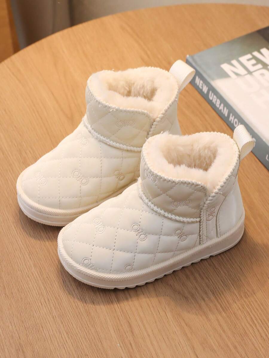 1双婴儿休闲踝靴，简约舒适的套穿式雪地靴 - 米色 - 查看 1