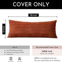 OTOSTAR Corduroy Decorative Lumbar Throw Pillow Cover 14x36 Inch Super Soft Boho Striped Rectangle Pillow Covers Case Modern Cushion Covers For Sofa Couch Bedroom Car Decor Orange - Lạc đà - Xem 6