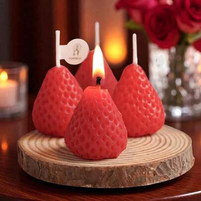 1 Pc Handmade Strawberry-Shaped Scented Candle Gift, Suitable For Home Decoration, Desktop Decoration, Christmas Gifts, Holiday Decoration, Wedding Decoration, Souvenirs, Home Storage, Women's Gifts, Girlfriends Gifts