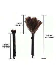 1/2/3piezas de plumero de pico de avestruz natural - Mango de madera duradera, diseño ergonómico para hogar, dormitorio, estantería, escritorio y limpieza de interiores de automóvil - Remoción suave de polvo con plumas decorativas y esponjosas, no requiere baterías, plumero para decoración del hogar, limpiador de dormitorio, limpiador elegante, limpiador de alta calidad, herramienta de limpieza, suministros de limpieza del hogar - Multicolor - Ver 3
