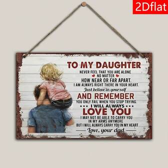 1pc Wooden Home Decor Hanging Sign, Vintage Wooden Plaque For My Daughter, My Wife, Farmhouse Country Home Wall Decor, Living Room Club