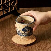 4/5/6 piezas Tazas de té de estilo japonés de cerámica, 5oz con diseño floral y de pájaros pintado a mano, tazas de té reutilizables y con aislamiento, lavar a mano solamente - Multicolor - Ver 6