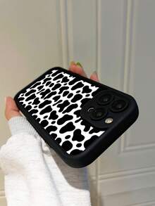 Customizable Phone Case With Black And White Cow Print Pattern, Support Personalized Design With Your Own Photos To Create A Unique Protective Phone Cover