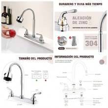 Mezcladora para Fregadero, Llave de Fregadero de Cocina Flexible, Grifo de Cocina con Dos Asas, Grifo de Cuerpo Principal de Latn, Acabado Cromo Espejo - inicial - Ver 1