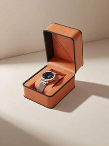 Caixa de relógio com 2 peças e bolsa de transporte, caixa de armazenamento de relógio minimalista, caixa de presente para relógio individual, caixa de armazenamento de joias, caixa de relógio de pulso, adequada para todos os estilos de relógios