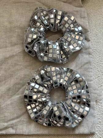 2pcs Shiny Coil Hair Scrunchies, High Elasticity Ponytail Holders, Elegant Fabric Hair Accessories For Women ,Hair Ties