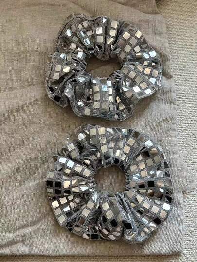 2 piezas Scrunchies de pelo con espiral brillante, sujetadores de coleta de alta elasticidad, accesorios de pelo elegantes de tela para mujeres, lazos de pelo