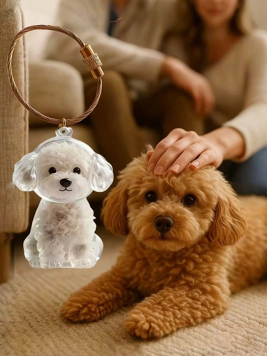 Hộp đựng lông thú cưng trong suốt, mặt dây chuyền kỷ niệm lông thú cưng, mặt dây chuyền hình chó dễ thương, vật kỷ niệm trang trí có giá trị cao, hộp đựng lông thú cưng bằng nhựa trong suốt kèm mặt dây chuyền hình động vật dễ thương, túi đựng lông thú cưng di động dùng tại nhà/xe hơi/du lịch, phụ kiện bền chắc cho chủ nuôi thú cưng. - Nhiều màu - Xem 1