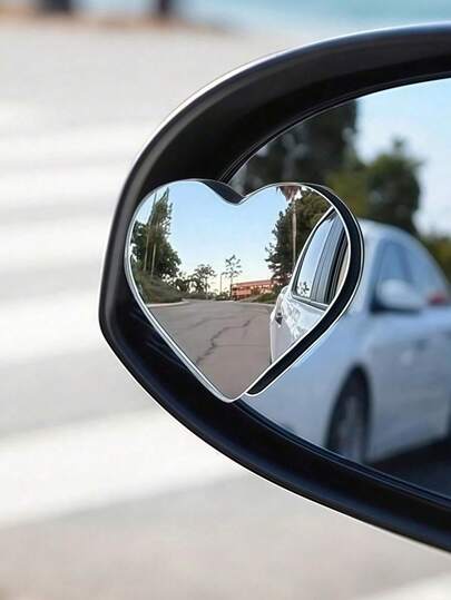 A Pair Of Heart-Shaped Blind Spot Mirrors, Car Heart-Shaped Blind Spot Mirrors, Car Frameless Blind Spot Mirrors, 360-Degree Wide-Angle Convex Mirrors, Sector-Shaped Blind Spot Rearview Mirrors, Parking Mirrors