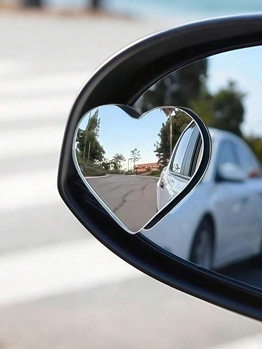 A Pair Of Heart-Shaped Blind Spot Mirrors, Car Heart-Shaped Blind Spot Mirrors, Car Frameless Blind Spot Mirrors, 360-Degree Wide-Angle Convex Mirrors, Sector-Shaped Blind Spot Rearview Mirrors, Parking Mirrors - 均碼 - 查看 1