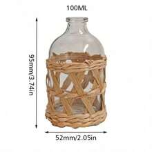 1pc 50/100ml Retro Grass Weaving Glass Diffuser Bottle - Transparent, No-Flame Required, Ideal For Home Freshness, Rattan Reed Diffuser, Diffuser For Home, Ideal Decor Gift For Christmas & New Years