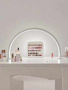 1 pieza Lámpara de uñas en forma de media luna de 14.1 pulgadas/20.4 pulgadas en blanco/rosa, lámpara de escritorio USB, adecuada para iluminación de arte de uñas comercial, tocadores, mesas de manualidades, mesitas de noche y aplicación de protectores de pantalla de teléfonos móviles.