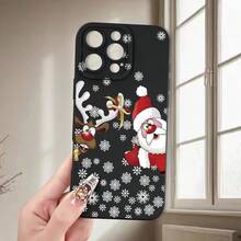Funda de Teléfono de Santa Claus y Reno para iPhone 17 aire/16/15/14/13/12/11. Profesional máximo 14/15 más dieciséis E 12/13MINI, X/XR/XSMax, compatible con Samsung Galaxy UN 03/A03core/A04/A04E/A05/A05s/A06/A12/A13/A15/A16/A21s/A24/A25/A32/A34/A35/A54/A55/A81,S10E/S20/S21/S22/S23/S24 FE/Plus/Ultra, F15, M35/M55 Funda para teléfono móvil para Note10/Note10Plus/Note20/Note20Ultra, carcasa suave de TPU, adecuada tanto para hombres como mujeres, simple y elegante, protección anti-caída. - Negro - Ver 3