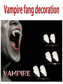1 对独特的吸血鬼尖牙装饰，男女通用万圣节舞台道具派对配件 - 彩色 - 查看 14