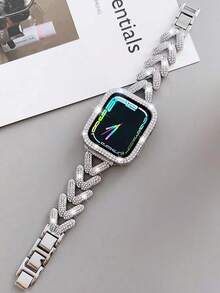 奢华水晶珠宝钻石闪亮金属手链手镯，金色、银色、星光、黑色、玫瑰金，适合女士表带 Ultra 3/2/1 系列 SE/S11/S10/S9/S8/S7/S6/S5/S4/S3/S2/S1，保护壳 38/40/41/42/44/45/46/49 毫米，钻石表圈保护壳盖 - 彩色 - 查看 8