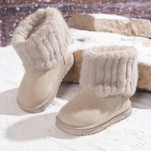 1 双儿童休闲低帮靴，舒适百搭女童套穿雪地靴 - 米色 - 查看 12