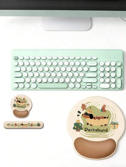 Cute Cartoon Dachshund Mouse Pad With Wrist Rest, Office Desk Mat, Laptop Keyboard Hand Pad