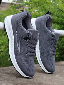 男士透气运动鞋，轻便防滑休闲运动鞋，百搭，2025年新品，防臭网眼 - 灰色 - 查看 10