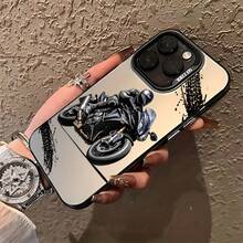 Funda de teléfono de motocicleta elegante y chic adecuada para iPhone 17, 16E, 16, 15, 14, 13, 12, 11, Pro, Max, Air, Plus, con una parte trasera mate resistente a los golpes. Esenciales de viaje, funda de teléfono elegante, diseño de moda, alta calidad. - Negro - Ver 2