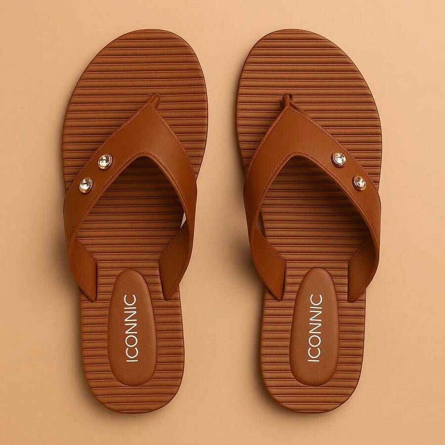 CARAMELO Women's Orthopedic Flip Flops – Comfortable, Lightweight And Anatomical, Massaging Sole, Ideal For Fasciitis And Heel Spurs, 34-39 - 金屬 - 焦糖色 - 查看 1