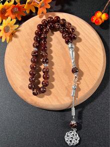 1 件斋月多色玻璃珠 Tasbih 带银饰，伊斯兰宗教仪式，收藏家信仰配件，斋月念珠必备 - 彩色 - 查看 4