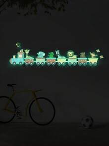 1pc Glow-In-The-Dark Cartoon Car & Animal Sticker, Luminous Wall Decal For Kids Room, Bedroom, Nursery, Wholesale - Multicolor - View 3