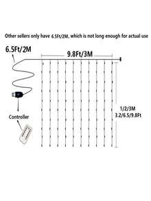 USB LED Curtain String Lights, Holiday Wedding Fairy Light, Garland Lights For Bedroom Outdoor Home, Remote Control, Christmas Thanksgiving Halloween Decorations Room Maid Heart Decorative Light - Color Light - View 6