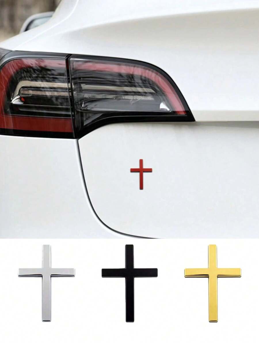 Car Personality Decoration Metal Cross Bumper Sticker, Car Rear Decoration, Car Scratch Cover - Multicolor - View 1