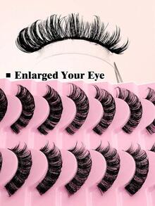 Rikuaild 10 Pairs D Curl Volume Faux Mink Eyelashes Cat Eye Lashes Crossed Natural Lashes Dramatic Look Soft Lash Cross Wispy Reusable Eyelashes - Russian Strip Lashes 3 - View 5