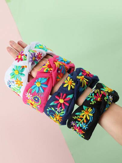 طقم إكسسوارات شعر للبنات - مشابك شعر، شرائط شعر، طراز بوهيمي مطرز أنيق، متعدد الاستخدامات