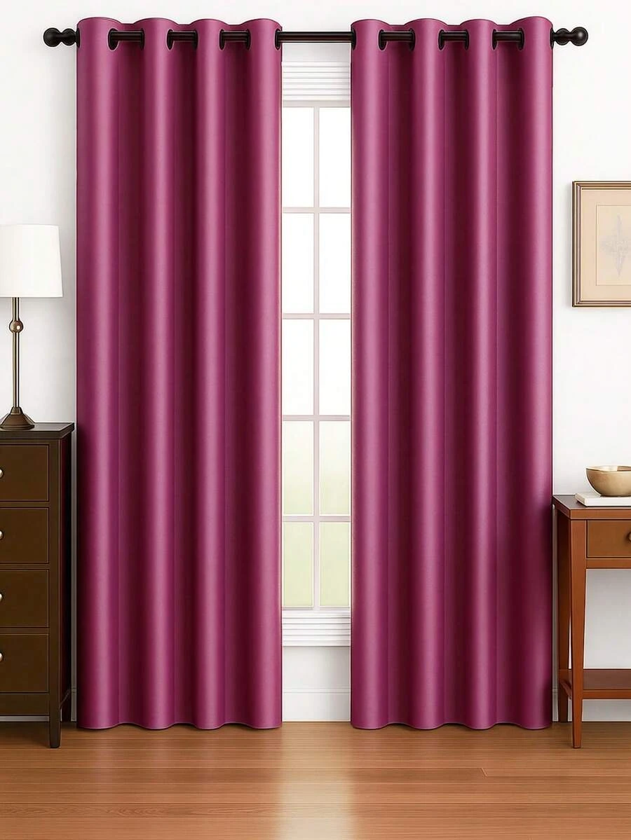Luxury Glow Faux Silk Curtain Panel-1 Panel, 8 Grommets, 14 Colors, Elegant & Light Blocking 54 X 84 Inches - Màu đỏ tươi - Xem 1