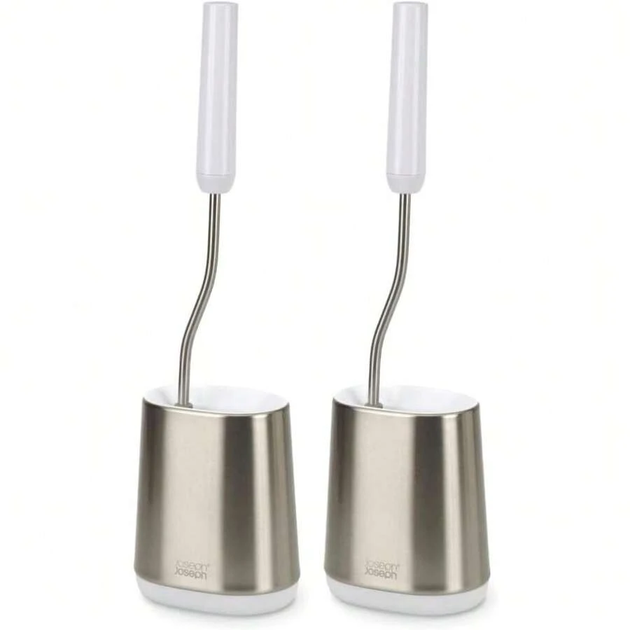 Joseph Joseph Toilet Brush With Slim Holder Flexible Anti-Drip, Grey/White - 不銹鋼 - 查看 1