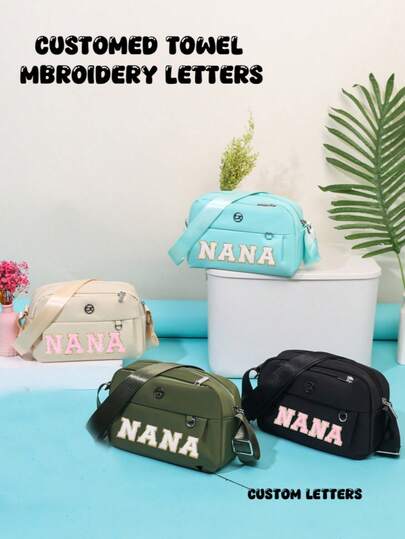 Una bolsa de hombro pequeña, minimalista y elegante con bordado personalizado en toalla, hecha de materiales y colores adecuados para otoño e invierno, disponible en una variedad de colores y con la opción de incluir letras bordadas personalizadas en la toalla. Es perfecta para actividades diarias, especialmente durante otoño e invierno, lo que la convierte en una excelente opción para viajes y salidas, así como en un gran regalo.