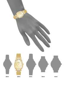 Anne Klein Đồng hồ nữ dạng vòng tay đính pha lê, đồng hồ đeo tay thạch anh vàng sang trọng với mặt số khảm ngọc trai, đồng hồ dây lưới thanh lịch dành cho phái nữ. - Vàng - Xem 2