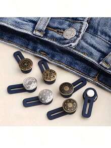 6 Random Styles Of Pants Waist Extension Buckles, Jeans Waist Adjustable Tower Buckles, No-Sew Buttons, Stretch Waist Extension Buckles, Waist Enlargement Buckles, Pants Waist Extension Buckles, Jeans Buckles, Adjustable Buttons, Various Styles Are Randomly Sent, Jeans Wear, Retro Elements Waist Extension Buckles, Bohemian Style, Handmade Crafts, Sewing Accessories - 彩色 - 查看 12