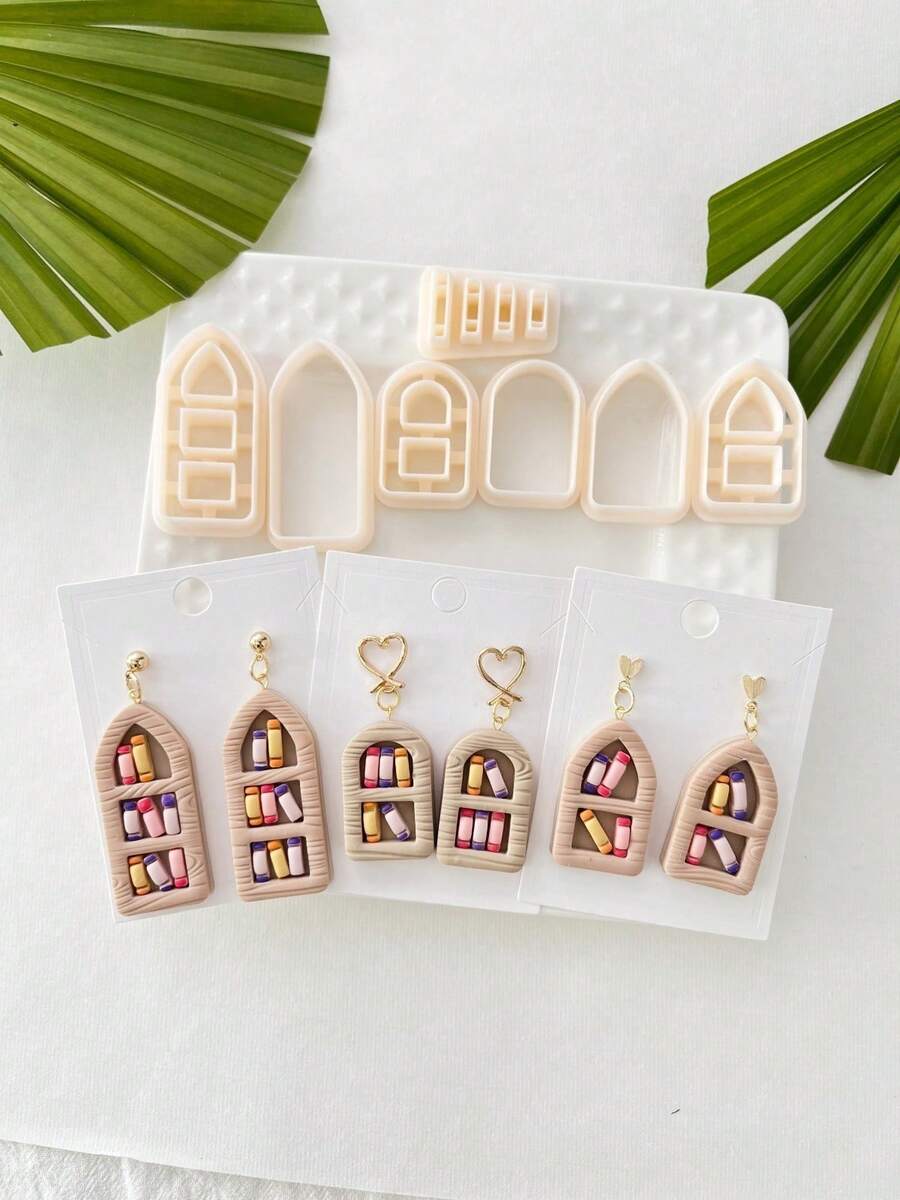 Books Clay Cutters, Polymer Clay Cutters For 3D Bookshelf Clay Earrings Jewelry Making, Back To School Book Clay Cutters For Polymer Clay Jewelry Earrings, Miniature Clay Jewelry Cutters