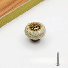 Vibrant Leopard Ceramic Round Cabinet Knob - Durable Single Hole Pull With Easy-To-Install Hardware For Wardrobes, Drawers, Wine Coolers - Stylish Vanity Handle (Available In A Variety Of Colors)