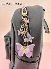 HAILIAN A Metal Chain Bag Pendant Made Of Alloy Material About Butterfly, Gradient Butterfly, Pearl Butterfly, Butterfly Inlaid With Diamonds, It Can Be Used As A Bag Pendant, Car Key Chain, Birthday Holiday Gift - 粉色 - 查看 5